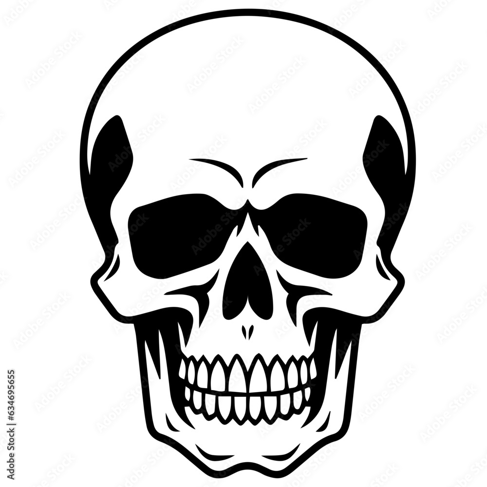 outline vector skull in black outline vector skull in black