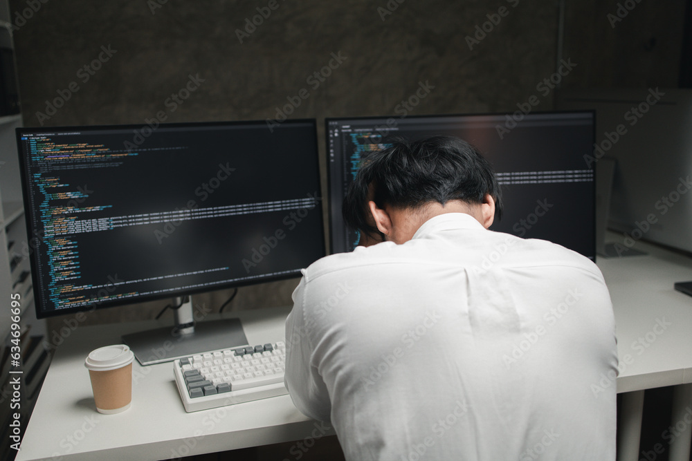 Programmers write programs on the computer, designing programs to meet the needs of users and friendly users, designing programs to help manage various operations easily. Programmer concept. Programmers write programs on the computer, designing programs to meet the needs of users and friendly users, designing programs to help manage various operations easily. Programmer concept.