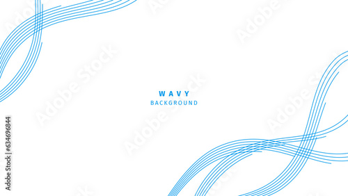 Minimal vector banner. Blue intersecting waves on white background. Editable stroke