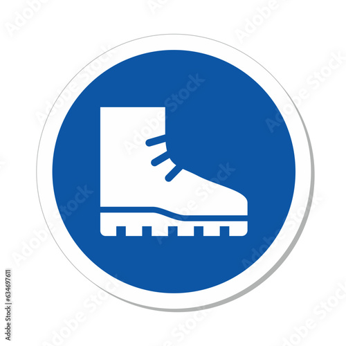 ISO Mandatory Action Sign: Wear Foot Protection Symbol
