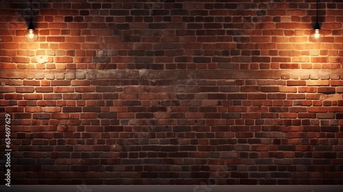 Brick wall with lights, Generative AI