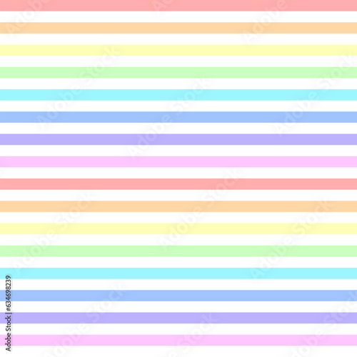 Seamless background with a linear pattern in pastel rainbow colors as the main element.