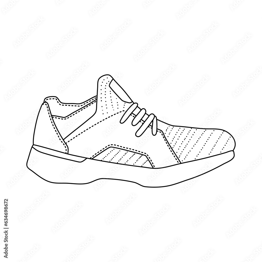 Sports Shoes Outline doodle. Foot Wear Outline isolated on white background. Sports Shoes Outline doodle. Foot Wear Outline isolated on white background.