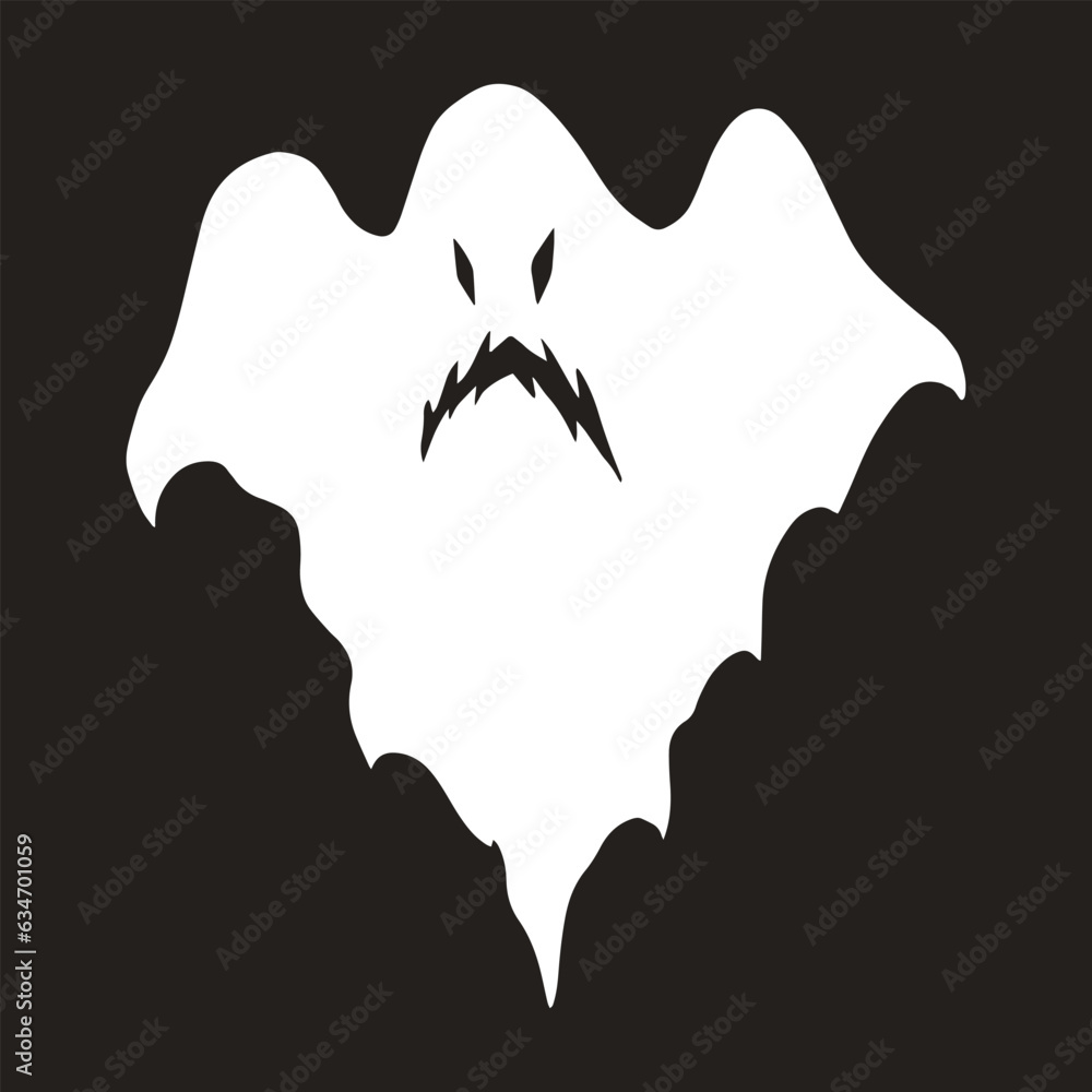 Halloween scary ghost sticker monochrome