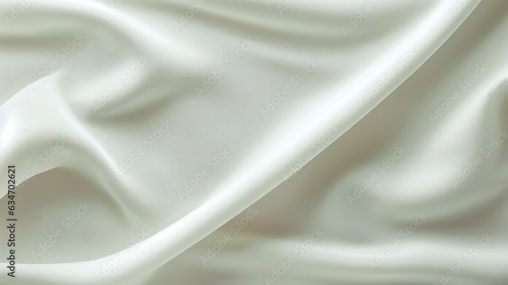 White Satin Cloth Draped on Solid Background with Shiny Effect AI Generative
