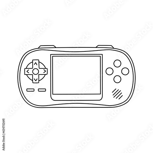 Retro doodle video game console. game portable console element. Vector illustration