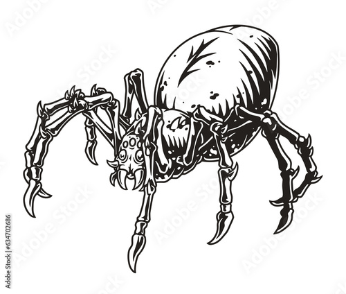 Fearful spider tarantula sticker monochrome