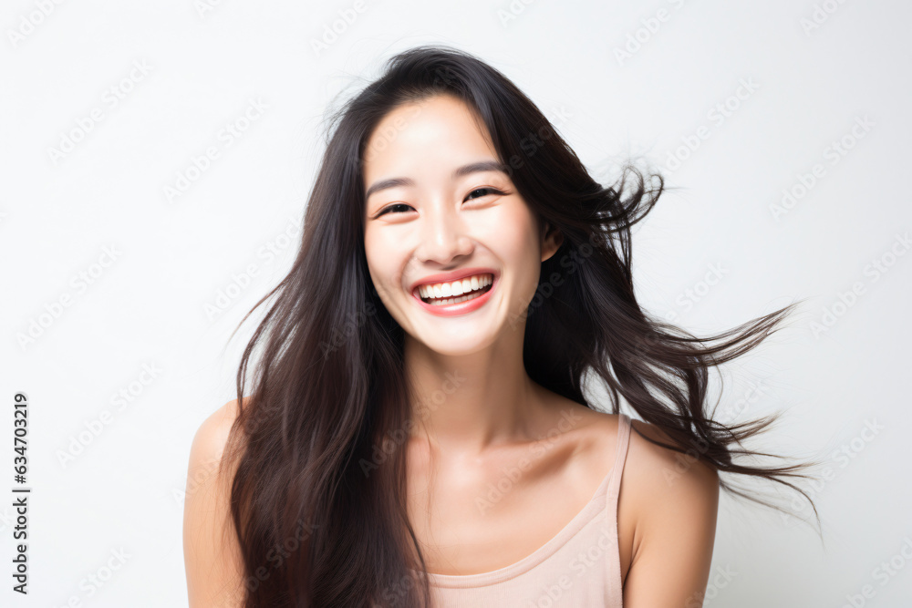 A close-up portrait of a stunning young Asian-Indian woman, smiling with pristine teeth. Used for a dental advertisement. Set against a white background. Composed using the rule of thirds. Gen. AI A close-up portrait of a stunning young Asian-Indian woman, smiling with pristine teeth. Used for a dental advertisement. Set against a white background. Composed using the rule of thirds. Gen. AI