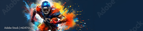Fototapeta Football american sport action dynamic running player illustration banner