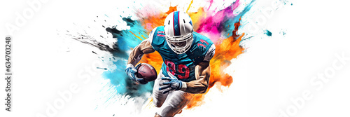 Football american sport action dynamic running player illustration banner