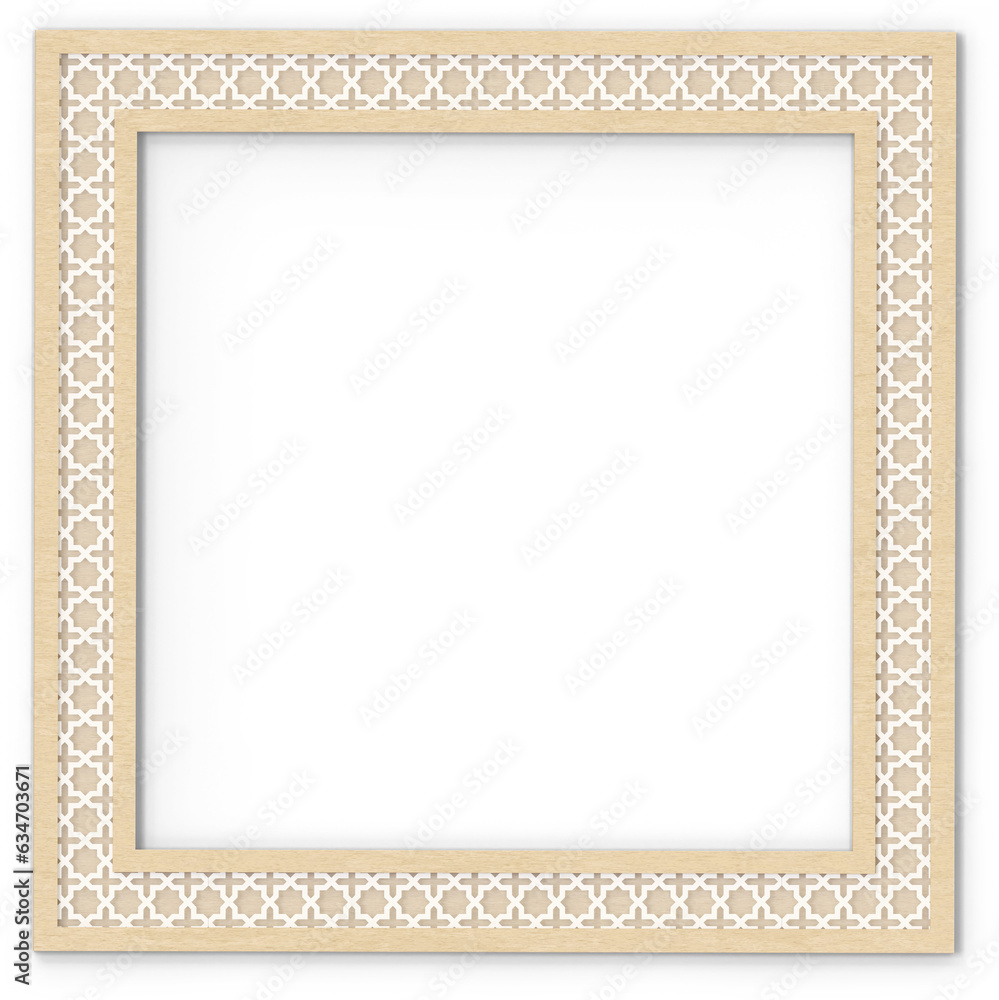 3D Render Wooden Frame with Cutout Border