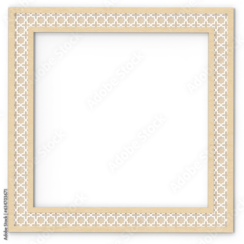 3D Render Wooden Frame with Cutout Border