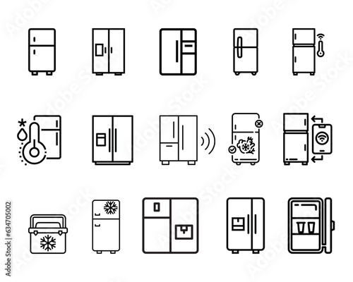 Icon set . Refrigerator cupboard illustration vector style.