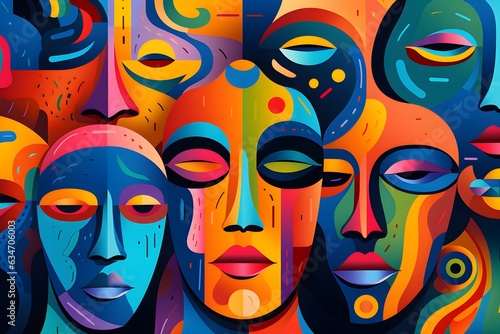 AI-Generated Social Media Art: Abstract People Pattern in Bold Graphic Style