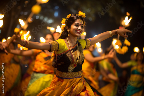 Traditional dance performance during Diwali festivities, Diwali, the triumph of light and kindness Generative AI photo