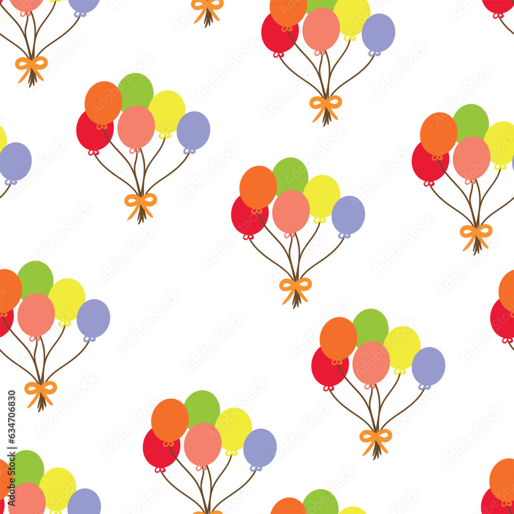 Cute balloon pattern, cartoon seamless background, vector illustration, wallpaper, textile, bag, garment, fashion design

