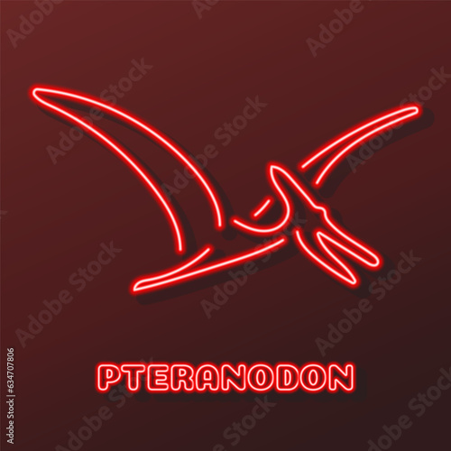pterodactyl neon sign, modern glowing banner design, colorful modern design trends on black background. Vector illustration.