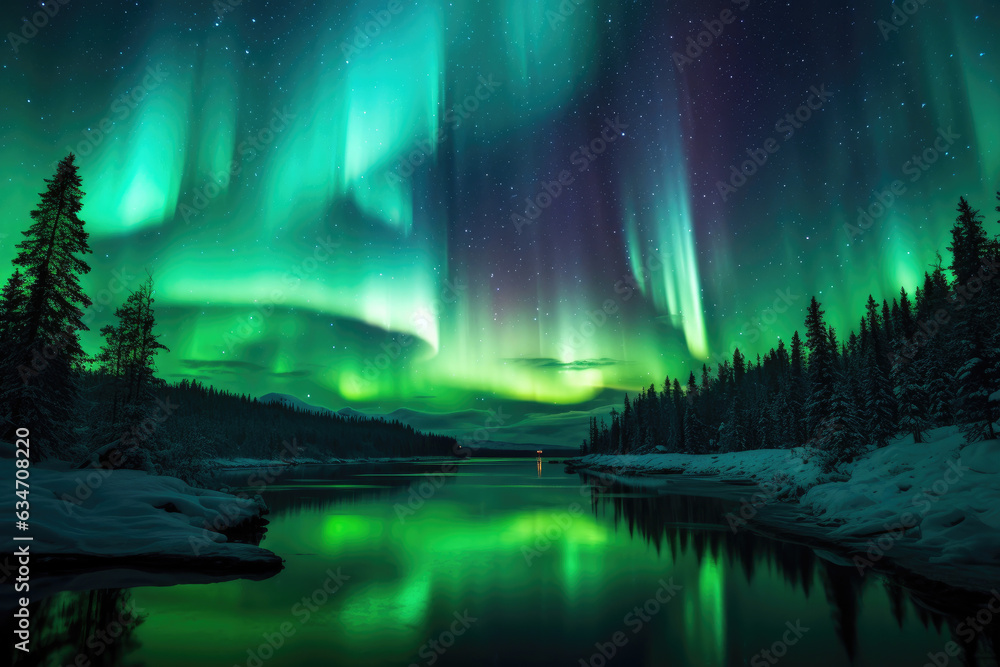 Aurora's Embrace: Illuminating the Nighttime Landscape