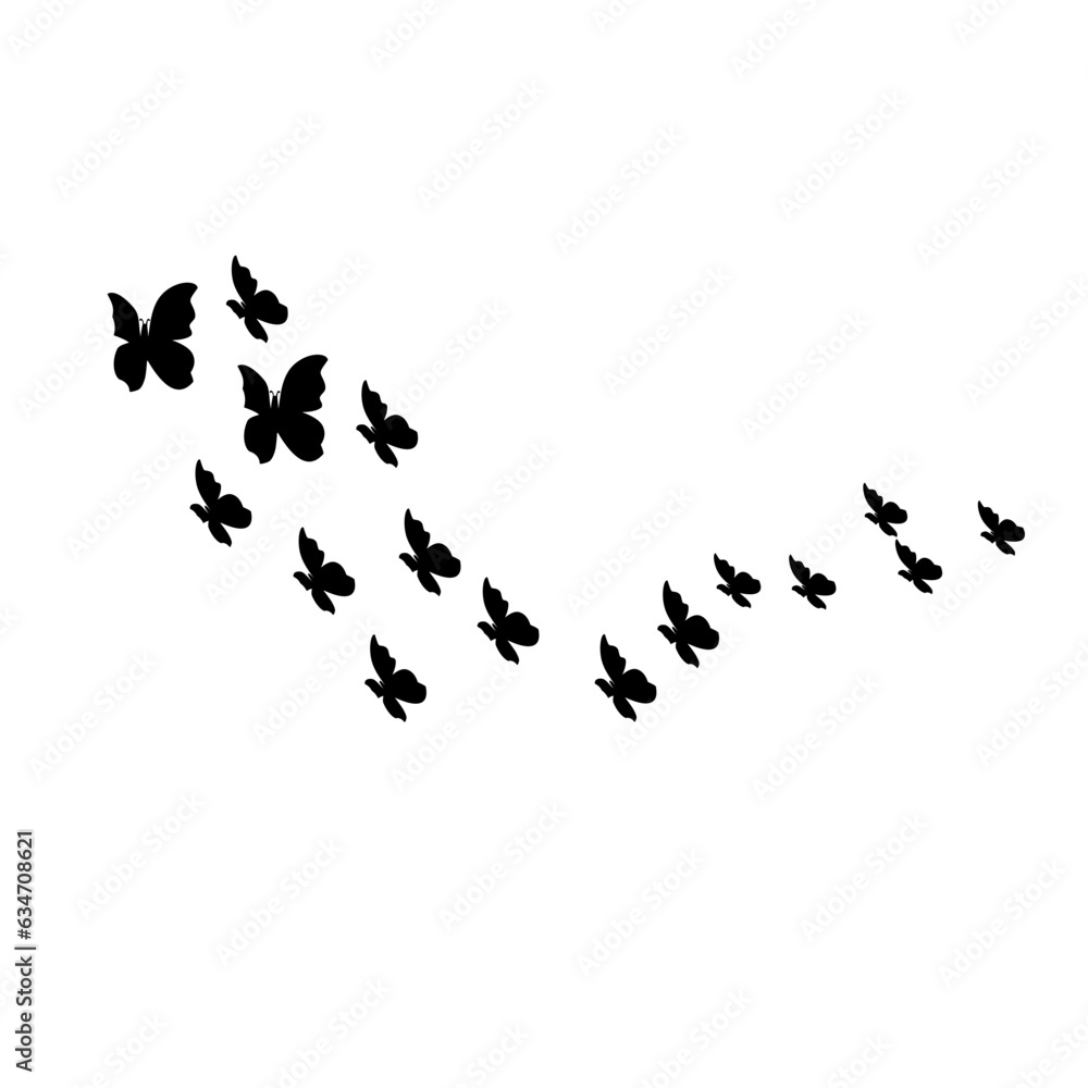 group silhouette of flying butterfly group silhouette of flying butterfly