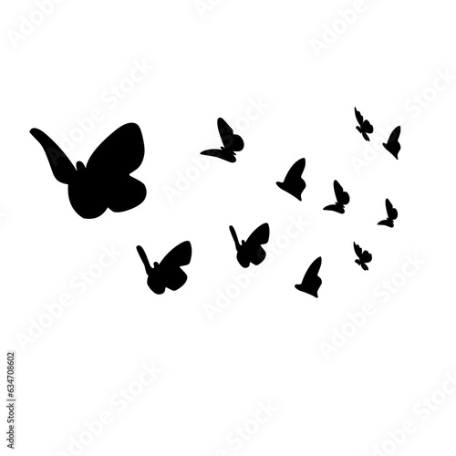 group silhouette of flying butterfly