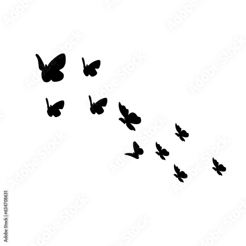 group silhouette of flying butterfly