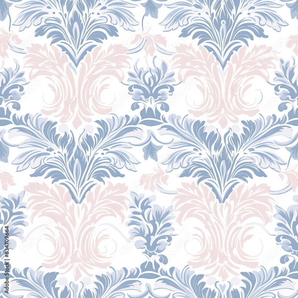 Fototapeta premium Damask Seamless Pattern, Damask Digital Paper, Damask Prints, Damask Background