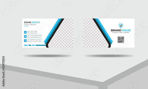 Obraz na płótnie Horizontal basic clean template vector design, layout in rectangle size, business card and name card in blue