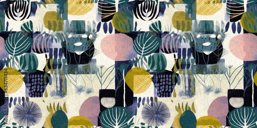 Modern fun pattern clash fabric border print for summer beach textile ...