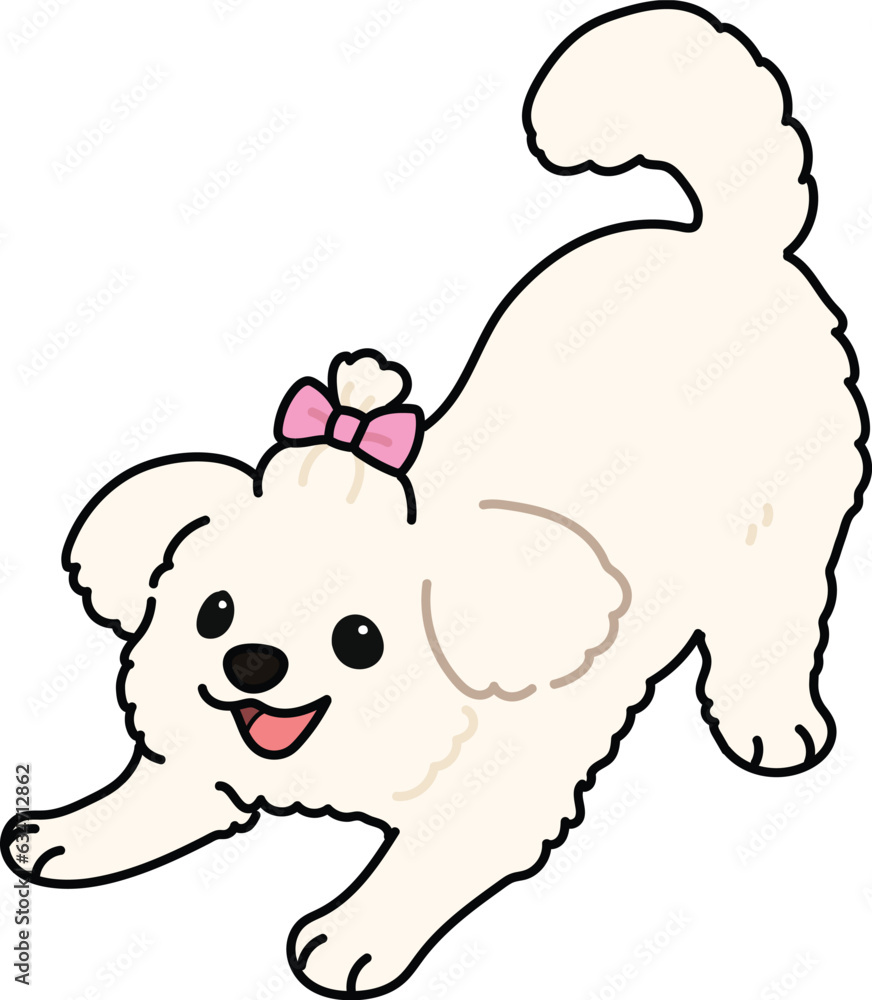 Simple and cute illustration of Maltese Dog being playful Simple and cute illustration of Maltese Dog being playful