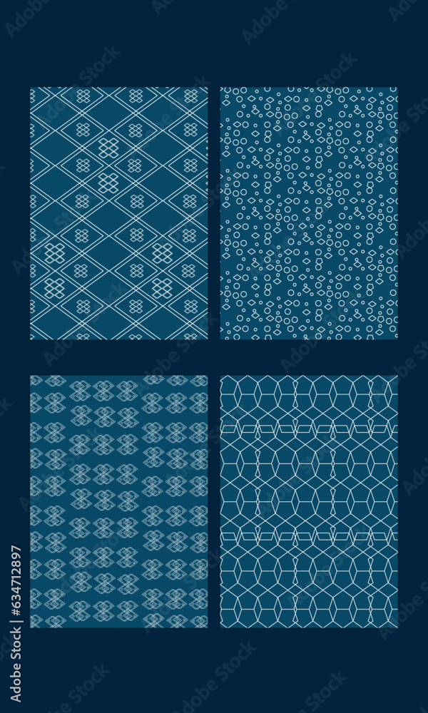 Collection of art deco seamless geometric ornamental patterns 