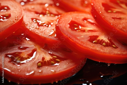 Fresh sliced ripe red tomato for background, clse up photo