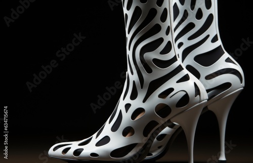A pair of high heels with zebra print. Generative AI image.