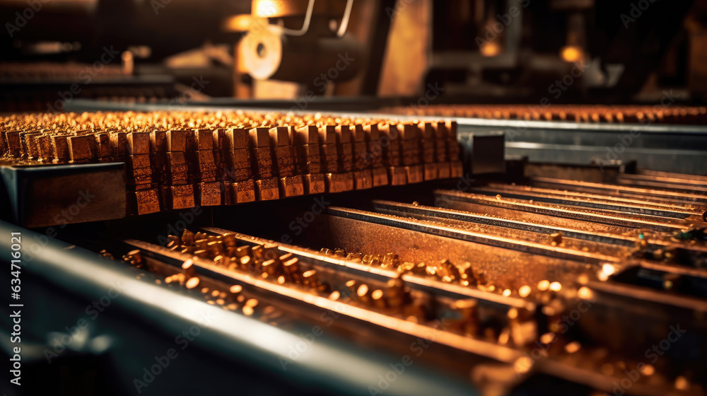 A conveyor belt system transporting minerals