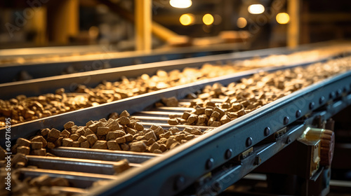 A conveyor belt system transporting minerals