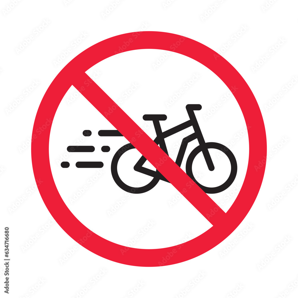 Forbidden bicycle vector icon. Warning, caution, attention, restriction, label, ban, danger. No bicycle flat sign design pictogram symbol. No bicycle icon Forbidden bicycle vector icon. Warning, caution, attention, restriction, label, ban, danger. No bicycle flat sign design pictogram symbol. No bicycle icon