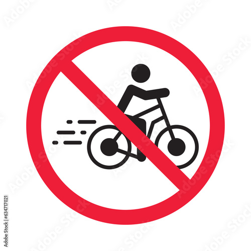 Forbidden bicycle vector icon. Warning, caution, attention, restriction, label, ban, danger. No bicycle flat sign design pictogram symbol. No bicycle icon