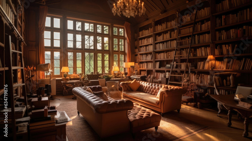 A beautiful library with a luxury interior