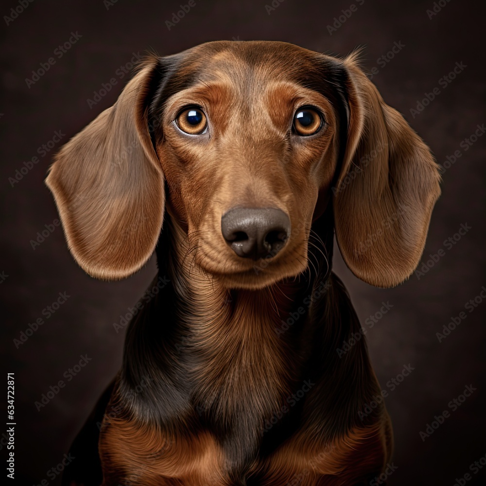 Portrait of a Cute Brown Dachshund Puppy - Isolated Pet Doggy Photo: Generative AI