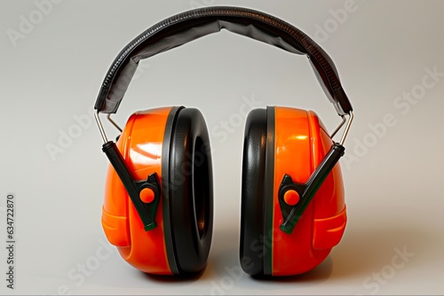 Orange Soft Ear Protection Equipment for Sound Regulation and Noise Safety: Generative AI