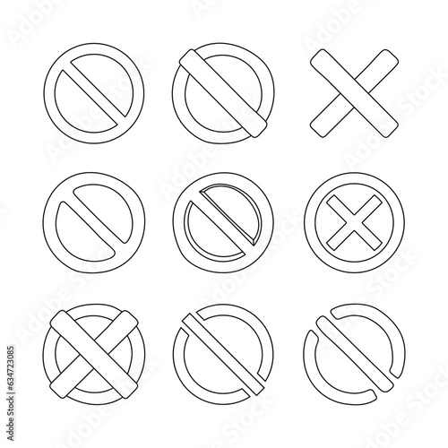 Stop sign. Coloring book. Symbol of prohibition to do anything. Vector drawing. Collection of design elements.