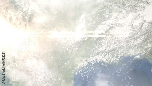 Zoom in from space and focus on Waxahachie, Texas, USA. 3D Animation. Background for travel intro. Elements of this image furnished by NASA
