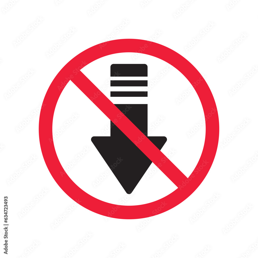 Forbidden download vector icon. Warning, caution, attention, restriction, label, ban, danger. No upload flat sign design pictogram symbol. No download arrow icon Forbidden download vector icon. Warning, caution, attention, restriction, label, ban, danger. No upload flat sign design pictogram symbol. No download arrow icon