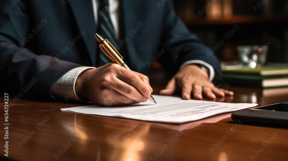 Businessman is signing contract paper Businessman is signing contract paper