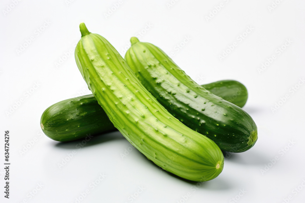 Fresh green cucumbers isolated on white background Fresh green cucumbers isolated on white background