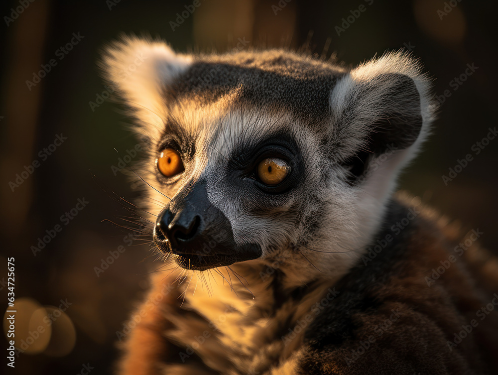 Obraz premium Lemur monkey portrait created with Generative AI technology