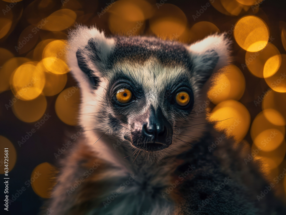 Obraz premium Lemur monkey portrait created with Generative AI technology