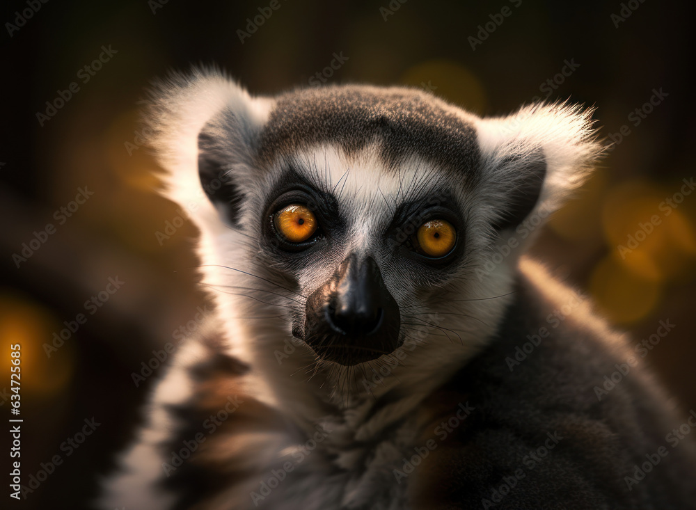 Obraz premium Lemur monkey portrait created with Generative AI technology