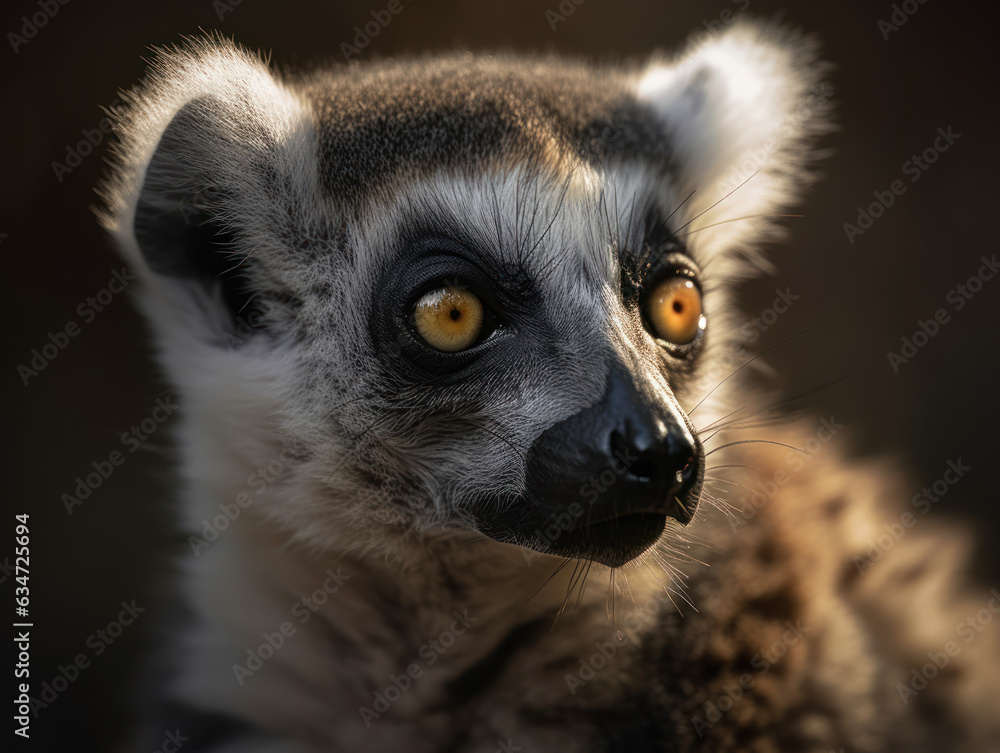Fototapeta premium Lemur monkey portrait created with Generative AI technology