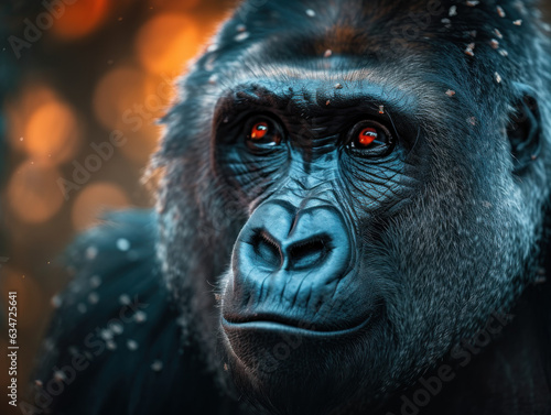 Gorilla monkey portrait created with Generative AI technology © Denis Darcraft