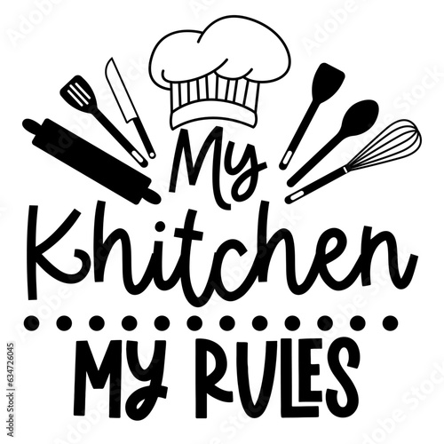 Kitchen Hand drawn typography poster. Conceptual handwritten phrase kitchen T shirt hand lettered calligraphic design. Vector illustration